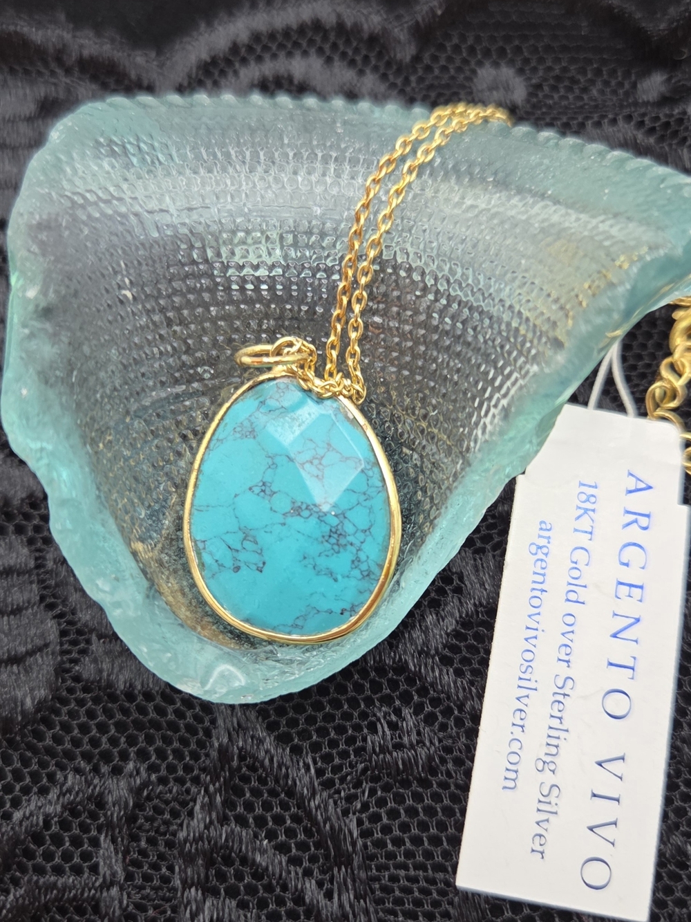 Argento Vivo Gold Turquoise Teardrop Pendant Necklace by Argento Vivo